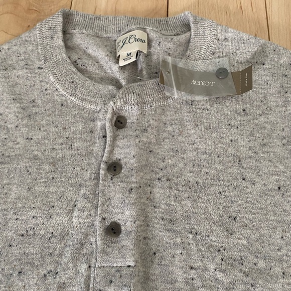 J CREW Sweater Men M Gray Cotton Silk Donegal Flecked Henley Pullover AZ956 - Picture 3 of 8